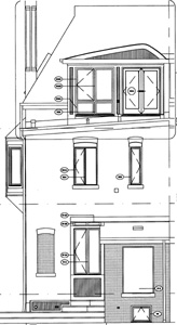 Rear Elevation Drawing - Architect's Home - Toronto, Ontario